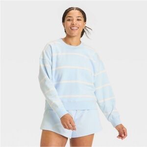 Women's French Terry Crewneck
Sweatshirt - All In Motion Sky Blue Stripe